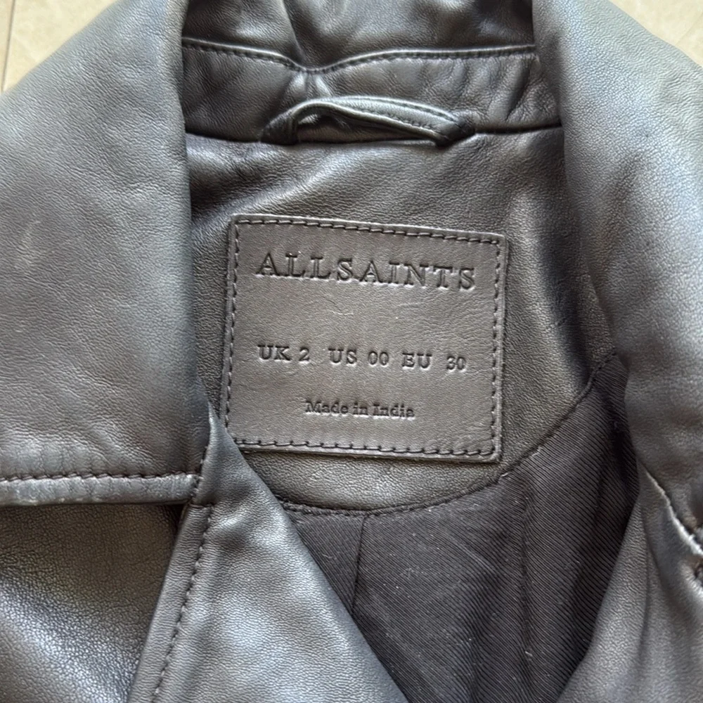 All Saints black biker jacket size 00 - Picture 3 of 14